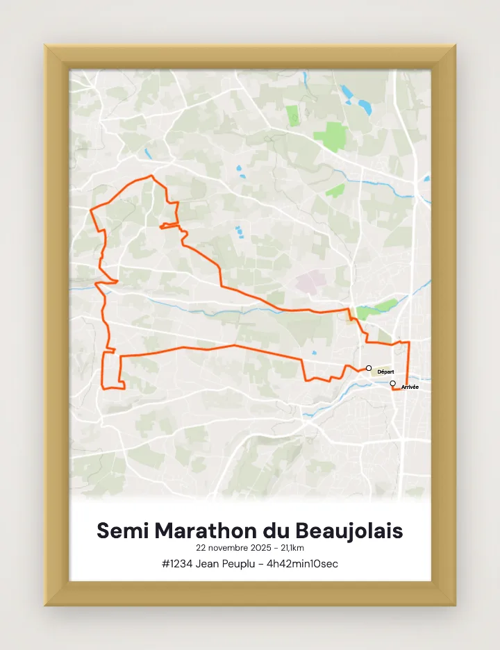Poster Semi Marathon du Beaujolais incorniciato