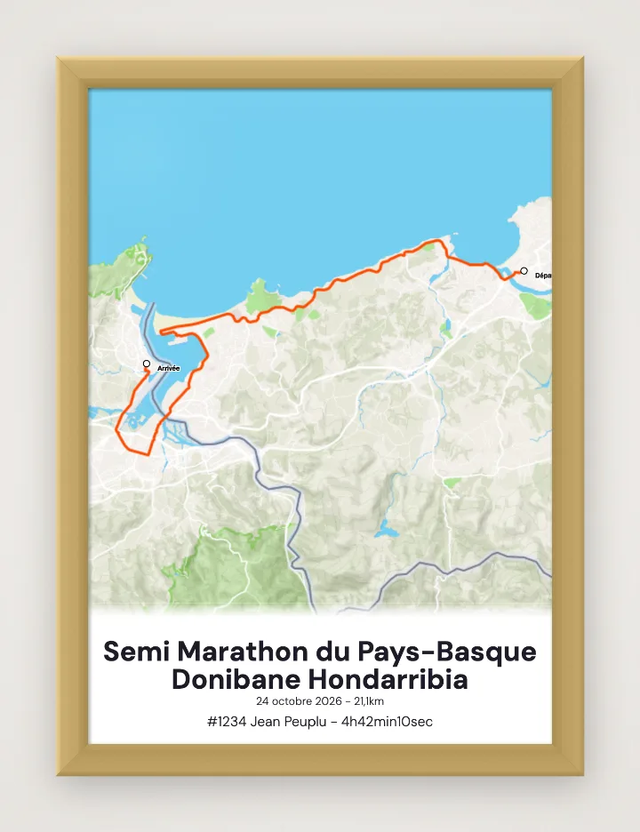 Poster Semi Marathon du Pays-Basque Donibane Hondarribia incorniciato