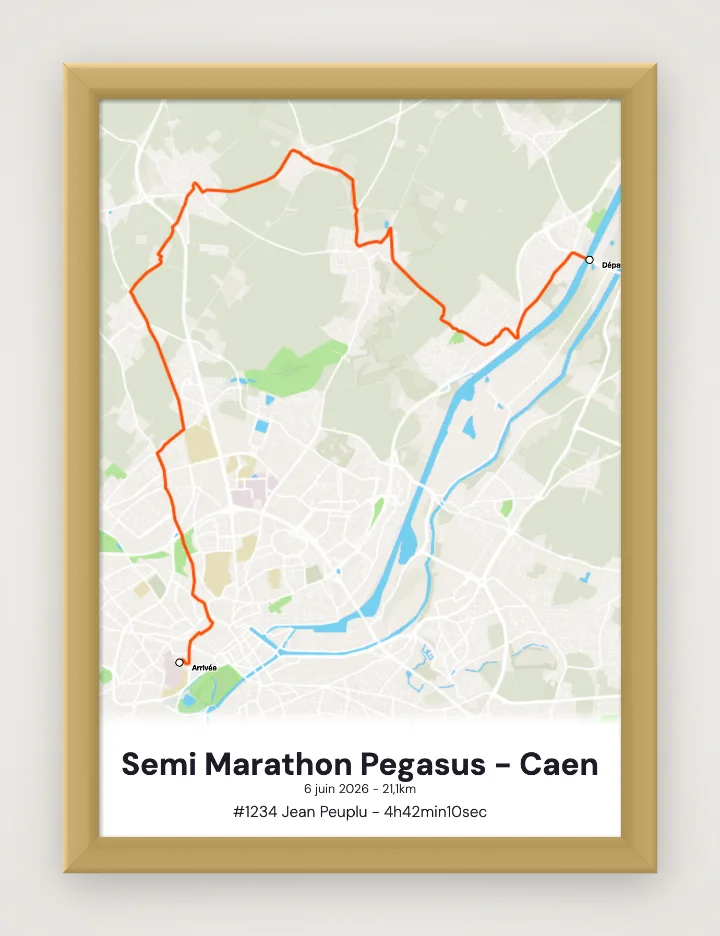 Poster Semi Marathon Pegasus - Caen incorniciato