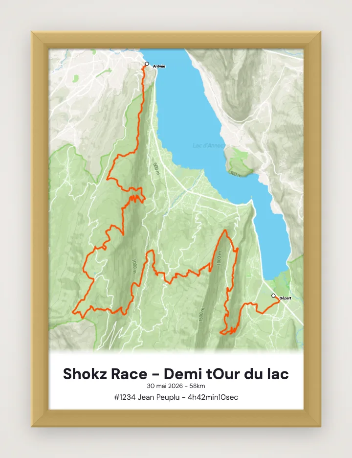 Shokz Race - Demi tOur du lac framed poster