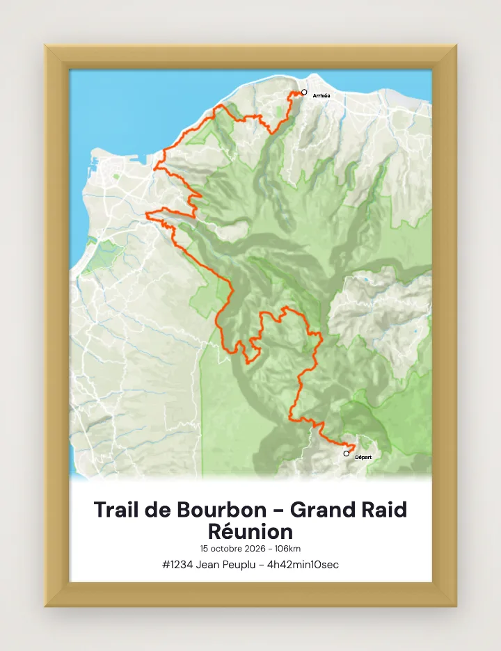 Poster Trail de Bourbon - Grand Raid Réunion incorniciato