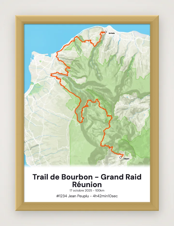 Póster Trail de Bourbon - Grand Raid Réunion enmarcado