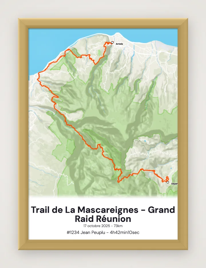 Póster Trail de La Mascareignes - Grand Raid Réunion enmarcado