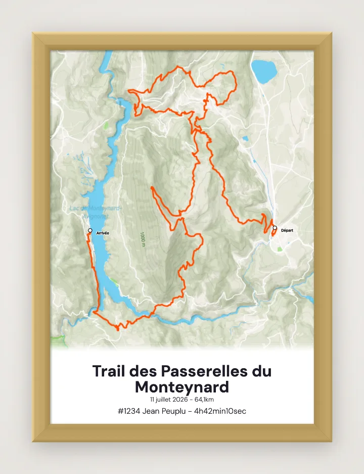 Affiche Trail des Passerelles du Monteynard encadrée