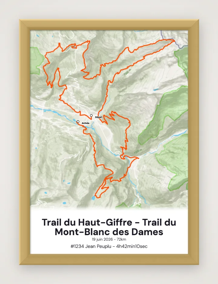 Gerahmtes Poster Trail du Haut-Giffre - Trail du Mont-Blanc des Dames