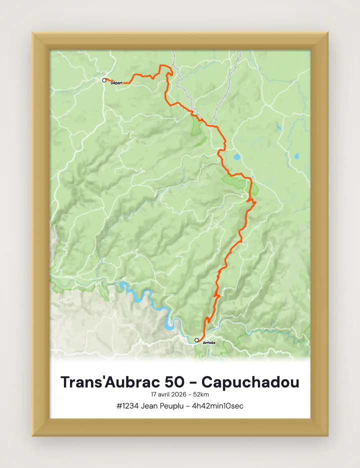 Póster Trans'Aubrac 50 - Capuchadou enmarcado