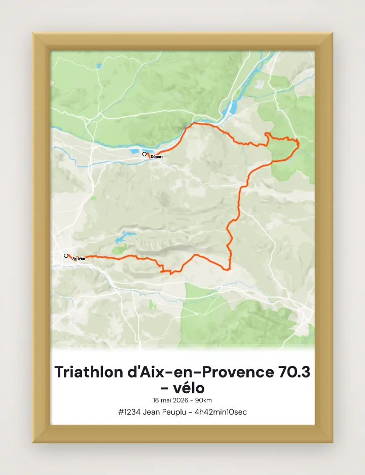 Poster Triathlon d'Aix-en-Provence 70.3 - vélo incorniciato