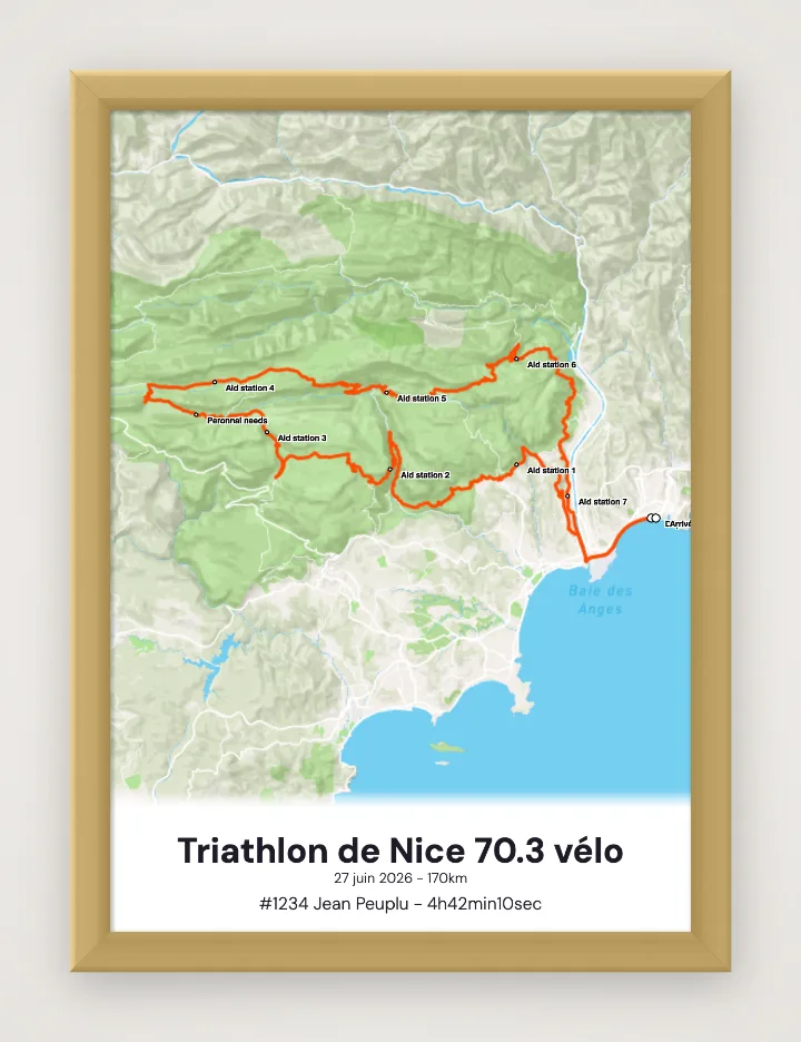 Poster Triathlon de Nice 70.3 vélo incorniciato
