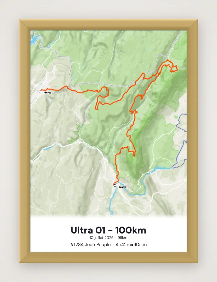 Gerahmtes Poster Ultra 01 - 100km