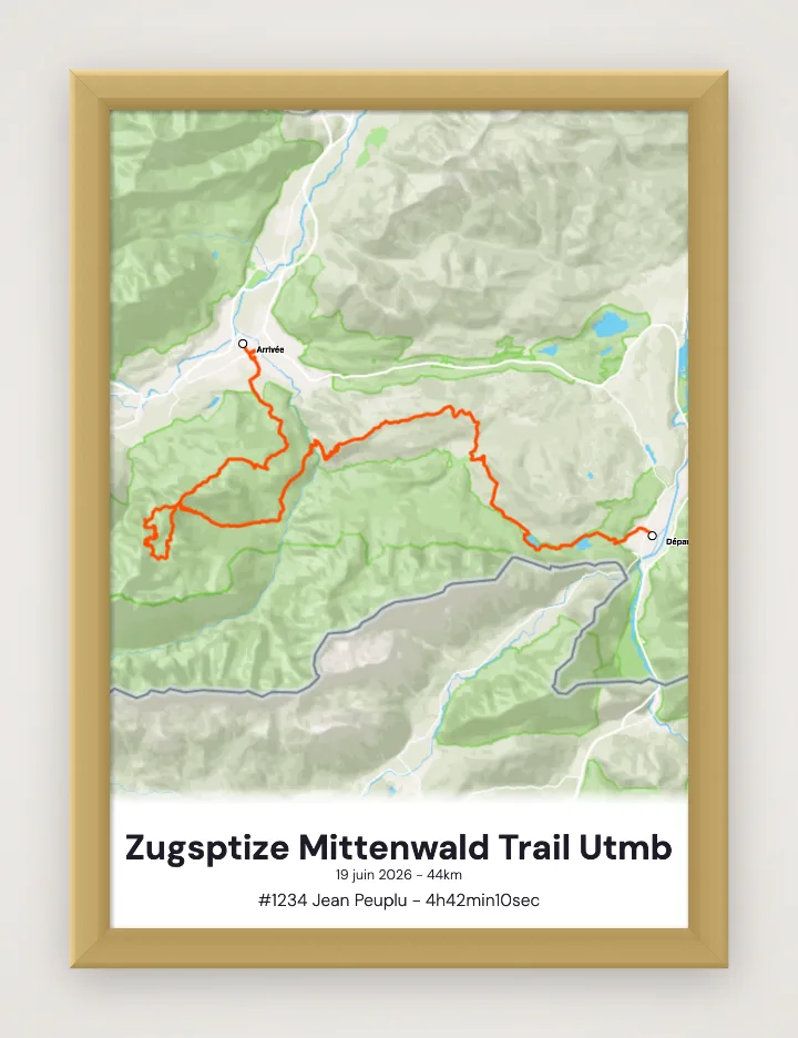 Affiche Zugsptize Mittenwald Trail Utmb encadrée
