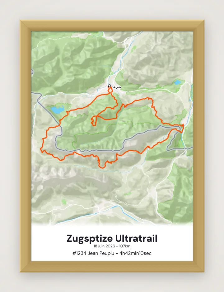 Poster Zugsptize Ultratrail incorniciato